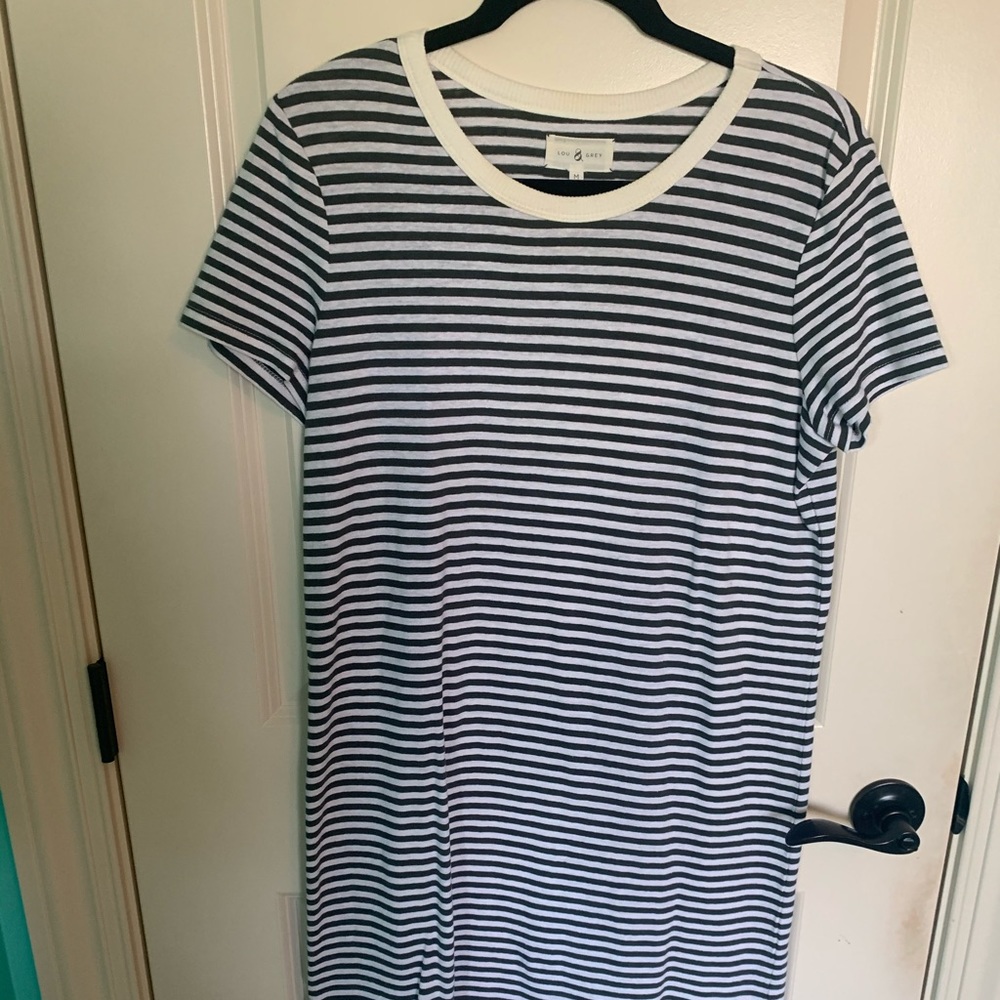 Lou & Grey Striped Linen T-shirt Dress